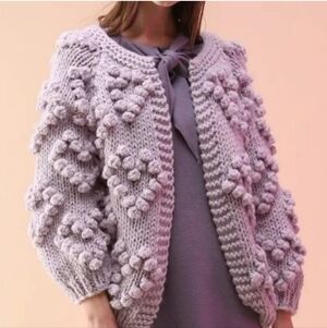 Chicwish Lavender Bobble Knit Cardigan